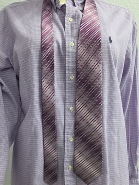 Bruno Marchesi Purple Pink Gray Striped Silk Neck Tie